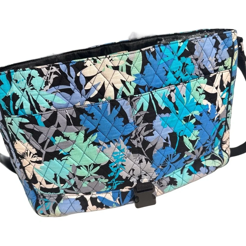 Vera Bradley Camofloral Crossbody Messenger Laptop Bag Tropical Blue Teal Tones